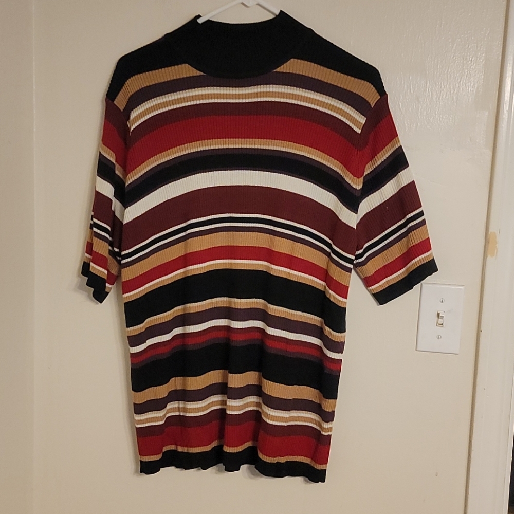 Sag Harbor Striped Short Sleeve Top - Size 3XL